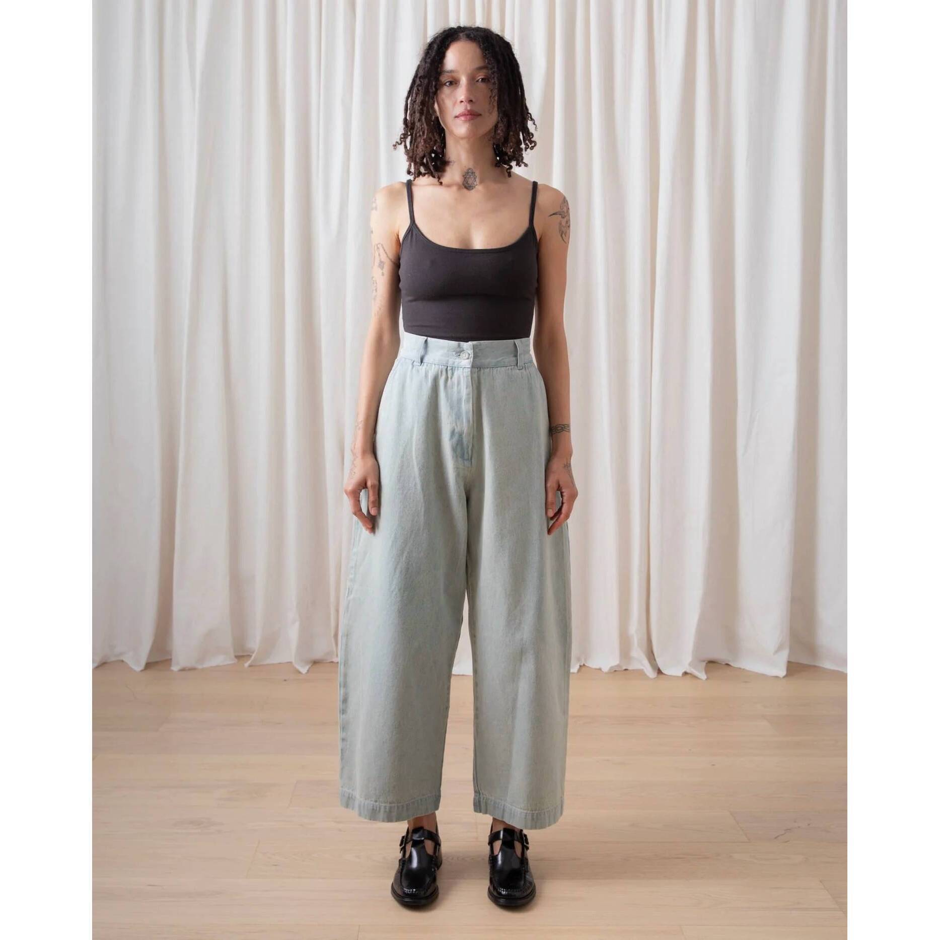 New Ali Golden Loose Barrel Pant In Light Denim